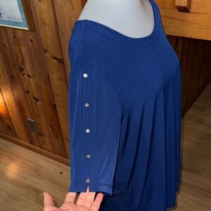 Susan Graver Size 2X Short Sleeve Top knit stretchy shirt blouse + free shirt